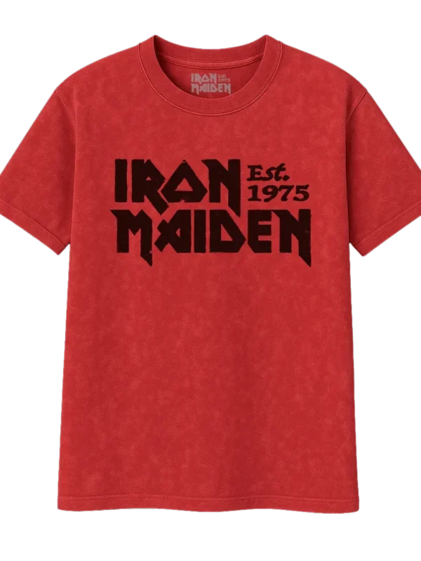 Iron Maiden Est. 1975 Logo Vintage Red Tee front