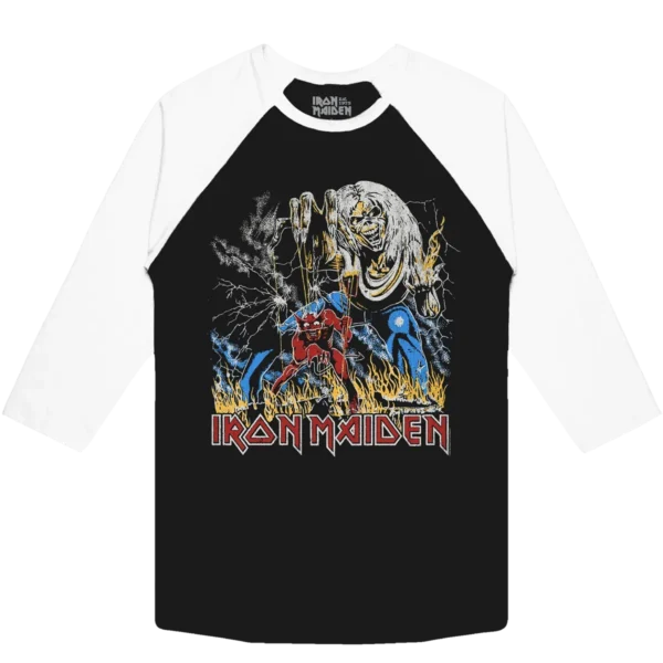 Iron Maiden Number of the Beast Vintage Baseball Tee front