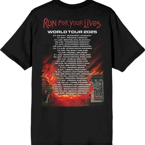 Iron Maiden Run For Your Lives 2025 Tour Tee