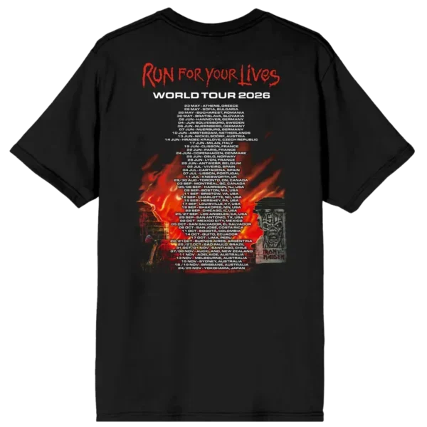 Iron Maiden Run For Your Lives 2026 Tour Tee back