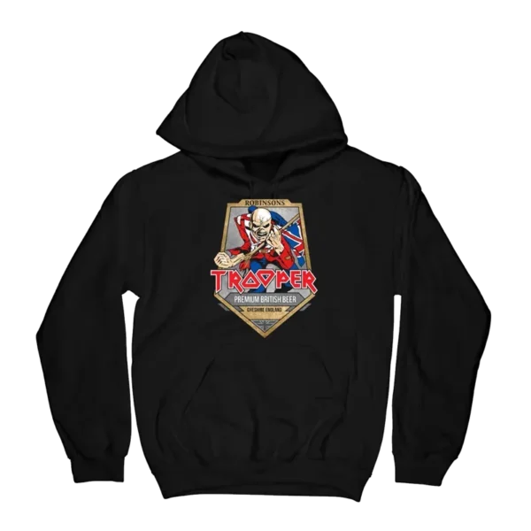 Iron Maiden Trooper Label Black Pullover Hoodie