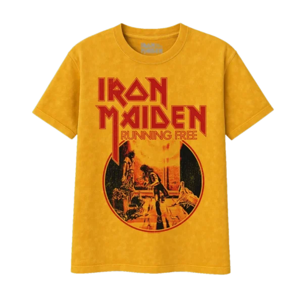 Iron Maiden Running Free Vintage Gold Tee front